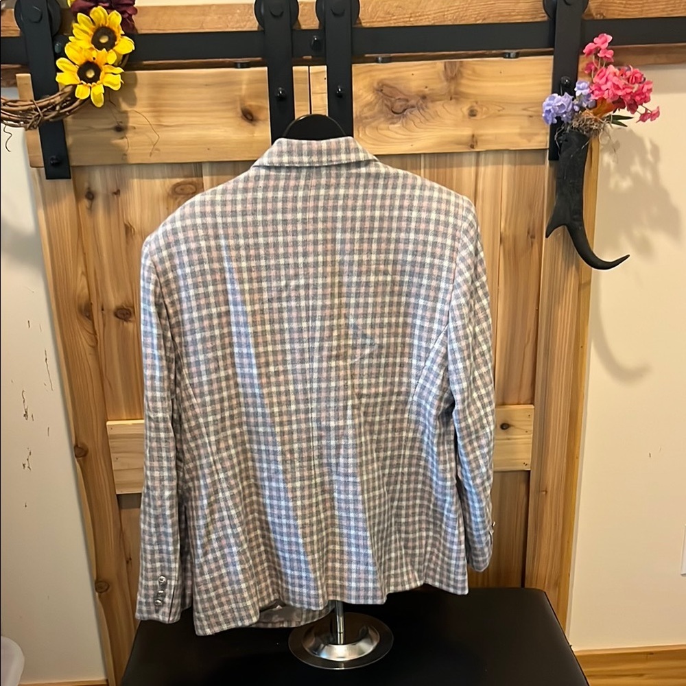 Haberdashery Checkered Blazer in Gray, Light Pink, and White - Picture 10 of 16